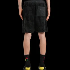 Short PALM ANGELS coton noir palmiers gris