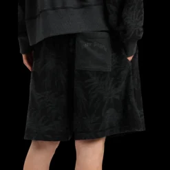 Short PALM ANGELS coton noir palmiers gris
