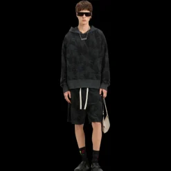 Short PALM ANGELS coton noir palmiers gris