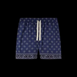 Short palm angels viscose bleu marine imprimé cachemire bandana