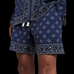 Short palm angels viscose bleu marine imprimé cachemire bandana