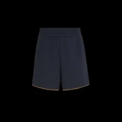 Short taille élastique  FENDI jacquard FF bleu marine bord marron