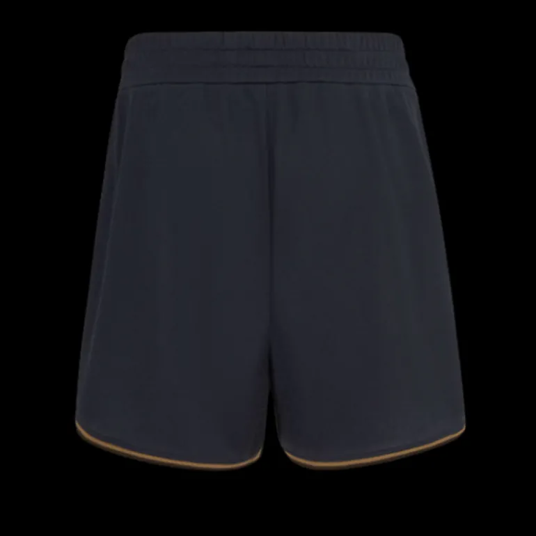 Short taille élastique FENDI jacquard FF bleu marine bord marron