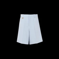 Short tailleur CHLOE crêpe de laine bleu ciel anneau D