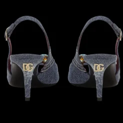 Slingback DOLCE & GABBANA denim patchwork ornements cristaux multicolore