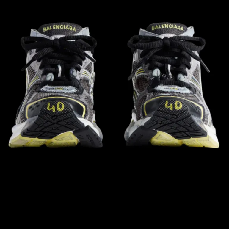 Sneaker BALENCIAGA Runner maille nylon gris jaune blanc
