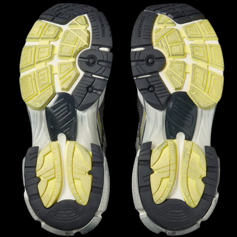 Sneaker BALENCIAGA Runner maille nylon gris jaune blanc