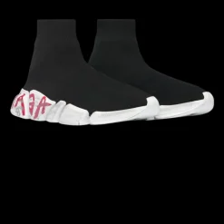 Sneaker BALENCIAGA Speed 2.0 Graffiti maille recyclée noire semelle blanc rouge