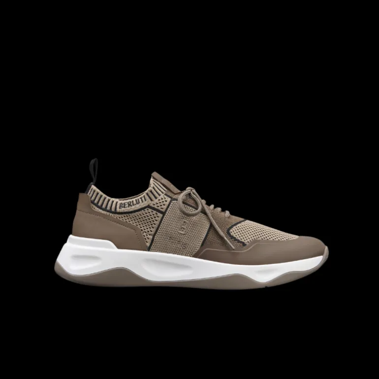 Sneaker basse BERLUTI Shadow Maille beige Cuir Veau Film Gomme