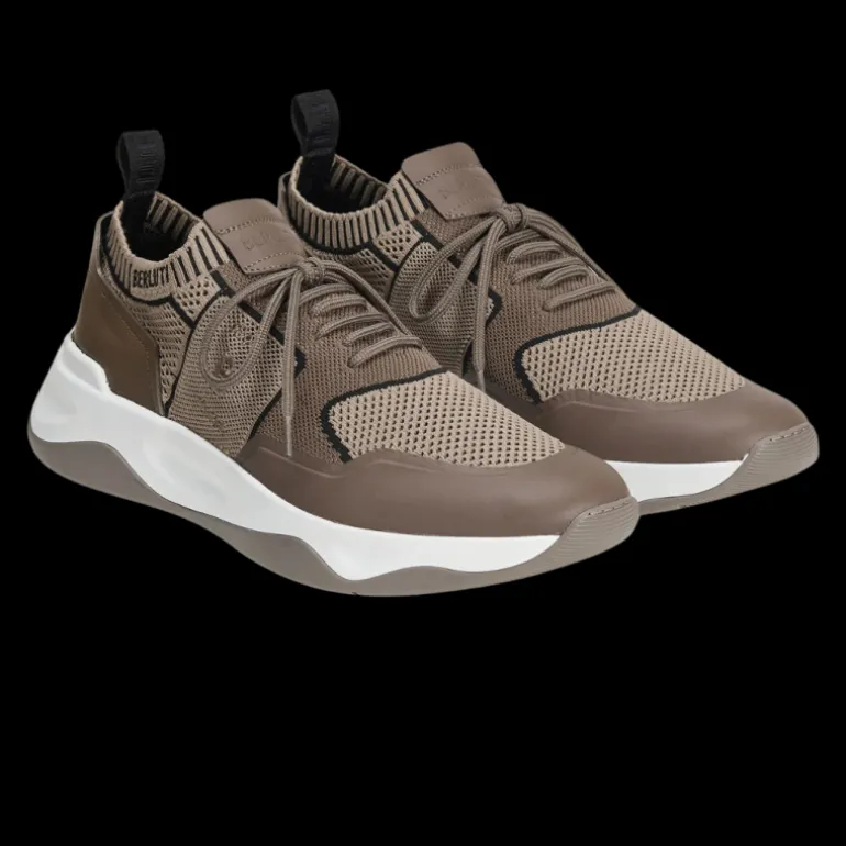 Sneaker basse BERLUTI Shadow Maille beige Cuir Veau Film Gomme