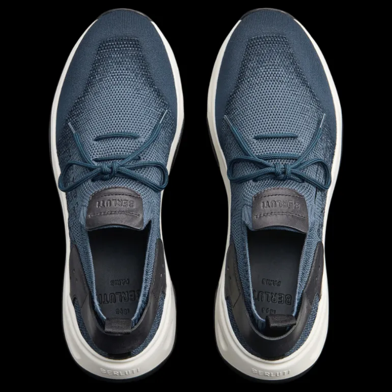 Sneaker basse BERLUTI Shadow maille Scritto bleu deagradé cuir veau