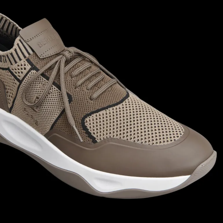 Sneaker basse BERLUTI Shadow Maille beige Cuir Veau Film Gomme