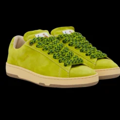 Sneakers baskets LANVIN Curb Lite cuir veau vert Absinthe
