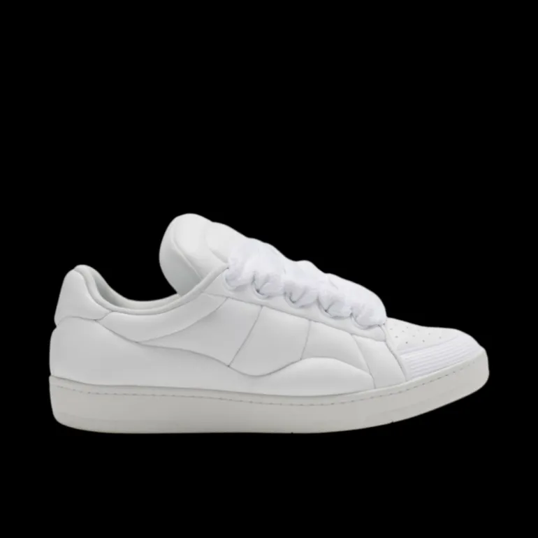 Sneakers baskets LANVIN oversize Curb XL cuir veau blanc