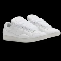 Sneakers baskets LANVIN oversize Curb XL cuir veau blanc