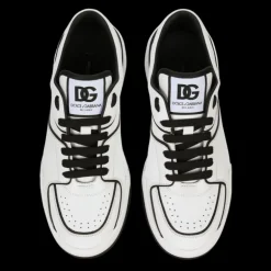 Sneakers DOLCE & GABBANA New Roma cuir veau blanc noir effet 3D logo talon noir