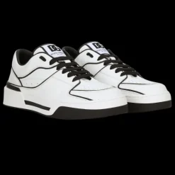 Sneakers DOLCE & GABBANA New Roma cuir veau blanc noir effet 3D logo talon noir