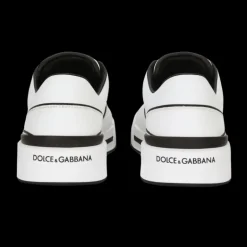 Sneakers DOLCE & GABBANA New Roma cuir veau blanc noir effet 3D logo talon noir