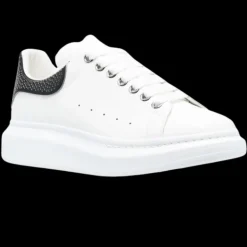 Sneakers lacets ALEXANDER MCQUEEN Oversize cuir blanc talon argent perforé