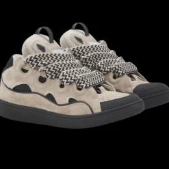 Sneakers LANVIN Curb cuir veau beige noir