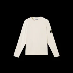 STONE ISLAND Pull ras-du-cou coton bio nylon écru bord roulotté