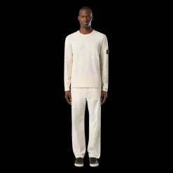 STONE ISLAND Pull ras-du-cou coton bio nylon écru bord roulotté