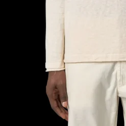 STONE ISLAND Pull ras-du-cou coton bio nylon écru bord roulotté