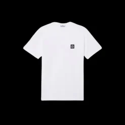 STONE ISLAND T-shirt col rond jersey coton rose écusson logo poitrine