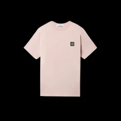 STONE ISLAND T-shirt col rond jersey coton rose écusson logo poitrine