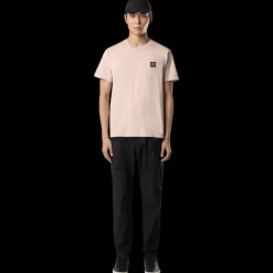 STONE ISLAND T-shirt col rond jersey coton rose écusson logo poitrine