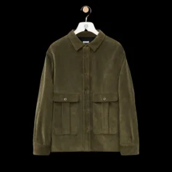 Surchemise LOEWE coton cachemire velours vert kaki