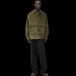 Surchemise LOEWE coton cachemire velours vert kaki