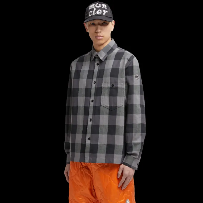 Surchemise Moncler x Mercedes-Benz by NIGO coton carreaux gris noir