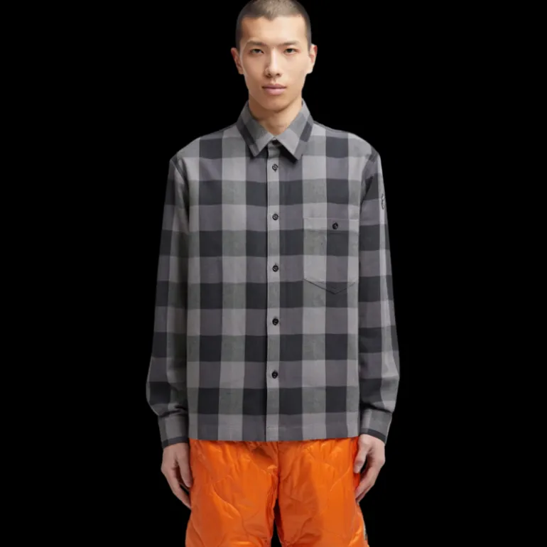 Surchemise Moncler x Mercedes-Benz by NIGO coton carreaux gris noir