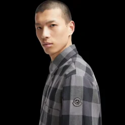 Surchemise Moncler x Mercedes-Benz by NIGO coton carreaux gris noir