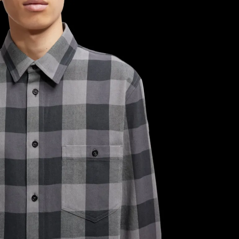 Surchemise Moncler x Mercedes-Benz by NIGO coton carreaux gris noir