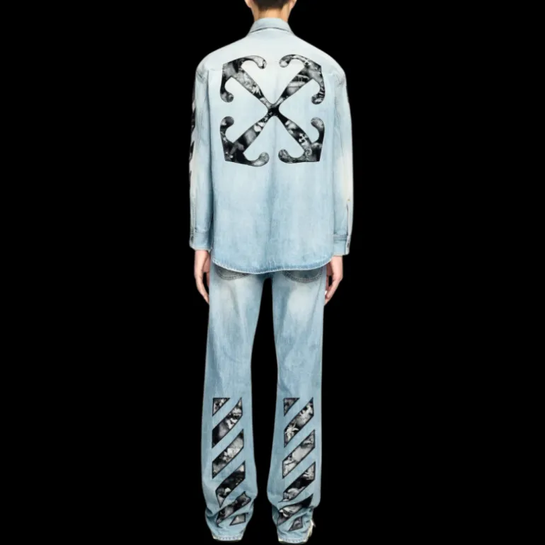 Surchemise OFF WHITE jean bleu poche poitrine rabat Arrow flèche dos