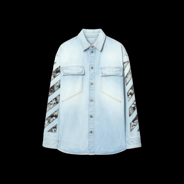 Surchemise OFF WHITE jean bleu poche poitrine rabat Arrow flèche dos