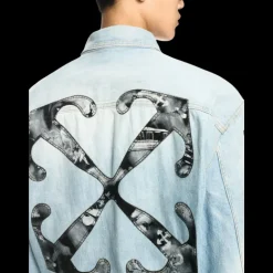 Surchemise OFF WHITE jean bleu poche poitrine rabat Arrow flèche dos