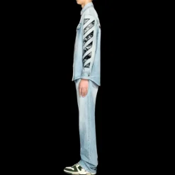 Surchemise OFF WHITE jean bleu poche poitrine rabat Arrow flèche dos