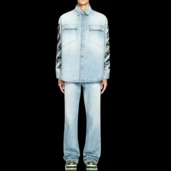 Surchemise OFF WHITE jean bleu poche poitrine rabat Arrow flèche dos