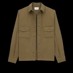 Surchemise SAINT LAURENT sergé de coton kaki poches rabat boutons
