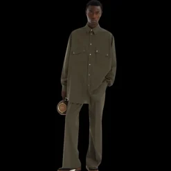 Surchemise veste FENDI bouton western laine vert kaki