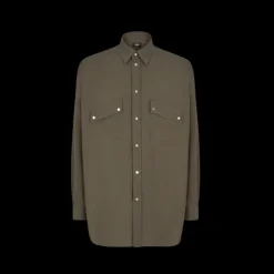 Surchemise veste FENDI bouton western laine vert kaki