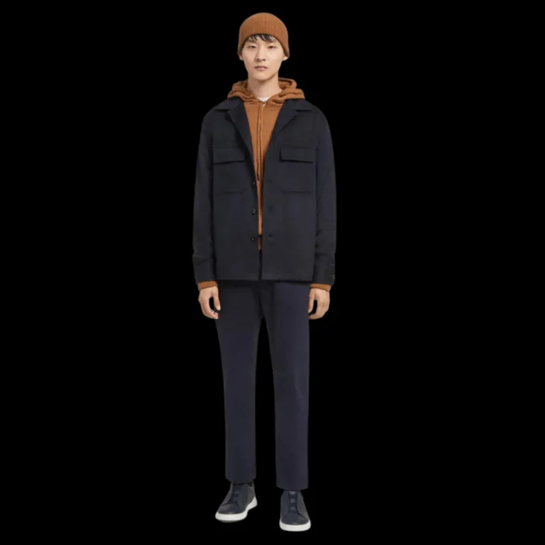 Surchemise ZEGNA Oasi Cachemire Bleu marine Poche plaquée