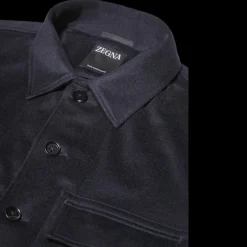 Surchemise ZEGNA Oasi Cachemire Bleu marine Poche plaquée