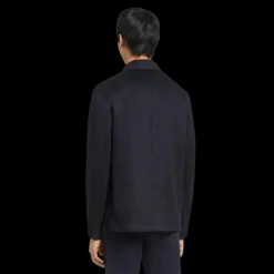 Surchemise ZEGNA Oasi Cachemire Bleu marine Poche plaquée