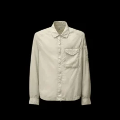 Surchemise zippée CP COMPANY nylon Chrome-R gris bleu poche poitrine