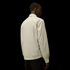 Surchemise zippée CP COMPANY nylon Chrome-R gris bleu poche poitrine