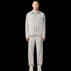 Surchemise zippée  STONE ISLAND Ghost coton gris badge ton sur ton